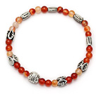 fashion natural color round agate and multi tibet silver charm beaded bracelet
