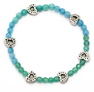 fashion round blue jade green agate and tibet silver heart charm beads bracelet