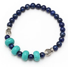 Wholesale fashion round lapis and abacus blue turquoise tibet silver fish charm beads bracelet