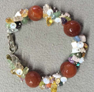 Hot Sale Popular Round Red Agate Beads Cluster Crystal Genstone Chipes Bracelet