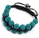 beautiful layer 10mm bluish green woven adjustable black drawstring bracelet
