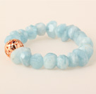 Wholesale Fashion Incidence Angle Aquamarine Bangle Bracelet With Golden Ball
