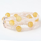Discount Charming Multilayer Round Pink And Yellow Jade Beaded Stretch Bracelet