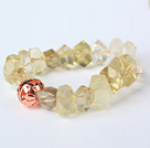 Nice Natural Incidence Angle Lemon Quartz Bangle Bracelet With Golden Ball