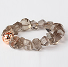 Wholesale Beautiful Natural Incidence Angle Smoky Quartz Bangle Bracelet With Golden Ball
