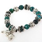 Wholesale Wonderful Faceted Round Phoenix Stone Bracelet With Tibet Silver Fish Flower Accessories