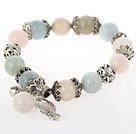 Discount Beautiful Multi Color Round Morganite Stone Beaded Bracelet With Tibet Silver Fish Lucky Bag Accessories