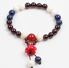Wholesale Fashion Lapis Garnet White Seashell Beads Elastic Rosary/Prayer Bracelet