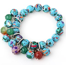 Wholesale Beautiful 12-14mm Round Colorful Xingjiang Agate Beaded Bracelet