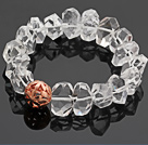 Wholesale Fashion Natural Incidence Angle White Crystal Bangle Bracelet With Hollow Golden Ball