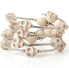 Fashion Multilayer White Skull Turquoise Wired Wrap Bangle Bracelet