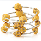 Wholesale Nice Multilayer Yellow Skull Turquoise Wired Wrap Bangle Bracelet