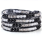 Wholesale Multilayer Multi Color Manmade Crystal Hand-Knotted Black Wax Cord Wrap Bracelet