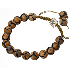 Wholesale Fashion 10mm Mixed Color Hand-painted Round Agate And Braided Yellow Drawstring Bracelet