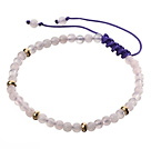 Wholesale Fashion 4mm Round White Jade And Golden Spacers Braided Purple Drawstring Bracelet