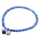 Wholesale Nice Round Blue Jade And Copper Spacer Heart Charm Beaded Elastic Bracelet