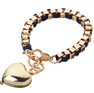 Fashion Simple Style Golden Link Bracelet With Lobster Clasp And Heart Charm
