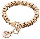 Fashion Simple Style Golden Link Bracelet With Lobster Clasp And Anchor Charm