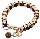 Wholesale Fashion Simple Style Golden Link Charm Bracelet With Lobster Clasp And Round Jade