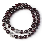 Wholesale Charming Two Strands 6mm Round Garnet Bracelet with Sterling Silver Fish Accessory