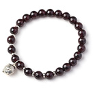 Wholesale Charming Simple Style 7mm Round Garnet Beads Bracelet with Sterling Silver Pig Accessory