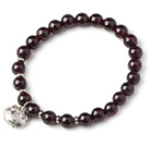 Wholesale Charming Simple Style 7mm Round Garnet Beads Bracelet with Sterling Silver Lock Accessory
