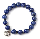Wholesale Trendy Single Strand Round Lapis Beads Bracelet with 925 Sterling Silver Lock Accessory
