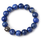 Wholesale Trendy Single Strand 12mm Round Lapis Beads with Thai Silver Buddha Accessory