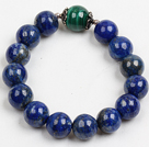 Wholesale Simple Single Strand Dyed Lapis And Green Phoenix Stone Beads Elastic/ Stretch Bracelet