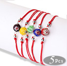 Simple Design Lovely 5 pcs Faceted Eye Glaze Beads Bracelet with Adjustable String