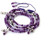 Wholesale New Amazing Multi Layer Round Purple Jade Bracelet with Heart Charm and Love Letter(can also be as necklace)
