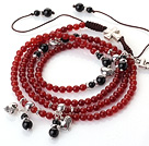 Wholesale New Amazing Multi Layer Round Carnelian Bracelet with Heart Charm and Love Letter(can also be as necklace)