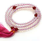 Wholesale Trendy Multi Layer Faceted Opal Beads Bracelet with Carnelian Beads and Pink Tassel(can also be worn as necklace)