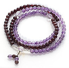 Wholesale Beautiful Wrap Round Amethyst and Garnet Beads Rosary Bracelet with Clear Ctystal Beads(can also be worn as necklace)