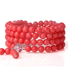 Fashion 108 Round 6mm Red Coral Beads Multilayer Prayer Bangle Bracelet
