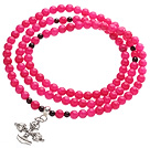 Wholesale Classic Design Multi Strands Round Rose Red Jade Beads Amulet Bracelet With Metal Cross Charm