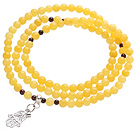 Discount Fashion Design Multi Strands Round Bright Yellow Jade Beads Amulet Bracelet With Metal Charm