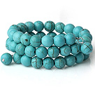 Wholesale New Arrival Multi Strands Round Blue Turquoise Beaded Elastic Bracelet