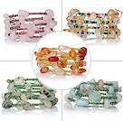 Discount 5 pcs Beautiful Multi Layer Multi Color Wrapped Gemstone and Crystal Elastic Bracelets