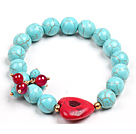 Wholesale Simple Style Single Strand Blue Turquoise Beads (Heart Charm Color is not fixed)