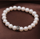 8-9mm Natural Freshwater Pearl Elastic Bracelet With Flower Shape Charm