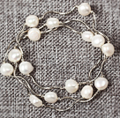 Three Pieces Potato Pearl Stretch Bracelet ( Sold by 3 Pieces )