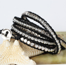 Fashion Style Wrap Bangle Bracelet Crystal and Nickle Free Metal Beads Wrapped Bracelet