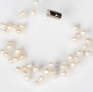 3-4mm Natural White Freshwater Pearl Bridal Bracelet with Magnetic Clasp