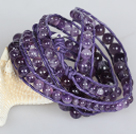 Natural Round Amethyst Beads Six Times Wrap Bangle Bracelet