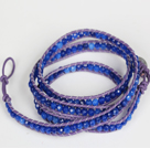 4mm Dark Blue Color Candy Jade Beads Four Times Wrap Bangle Gracelet