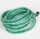 4mm Green Color Candy Jade Beads Four Times Wrap Bangle Gracelet