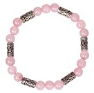 Wholesale Cute Bracelet Rose Quartz Stretch Bracelet with Tibetian Silver Accessories