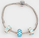 Wholesale Simple Fashion Style Light Blue Colored Glaze Charm Bracelet