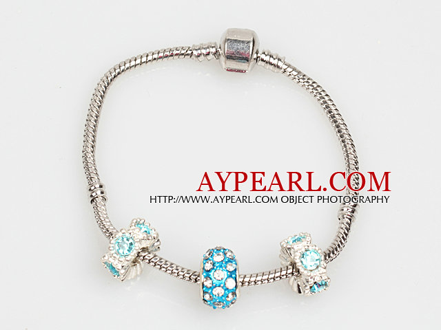 Simple Fashion Style Light Blue Colored Glaze Charm Bracelet